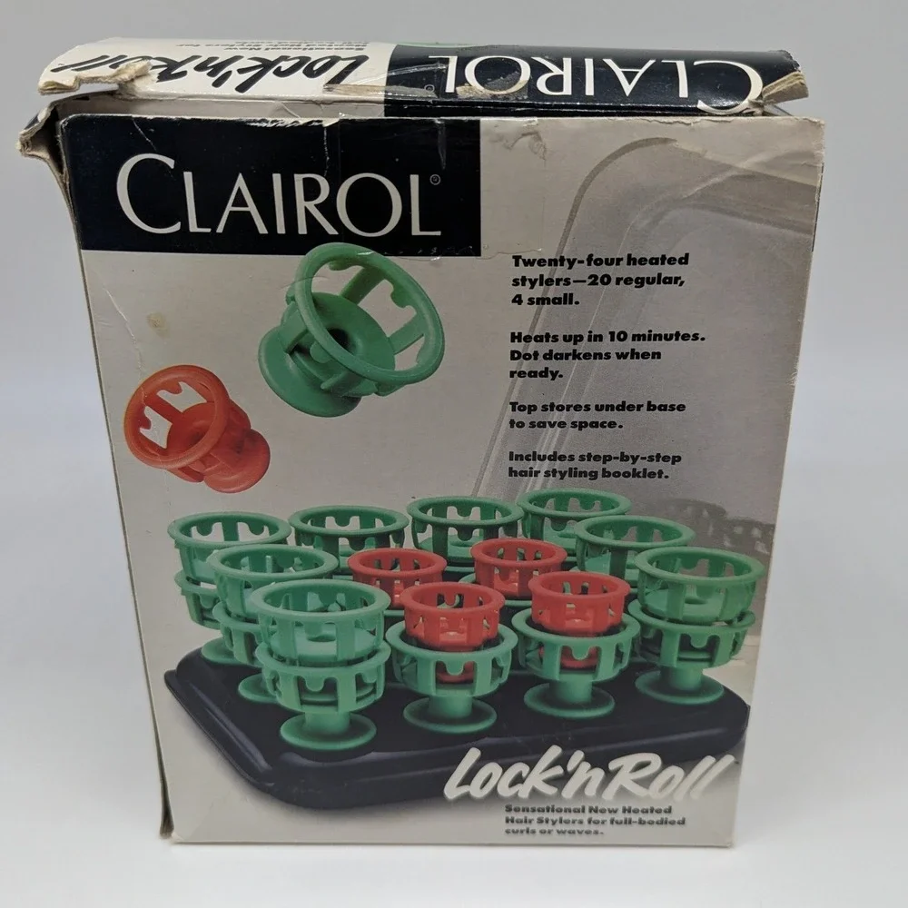 Vtg Clairol Lock n Roll Heated Hair Curlers Pagaent Hot Rollers Spoolies Tested